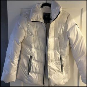 Guess white puffer jacket - size large
